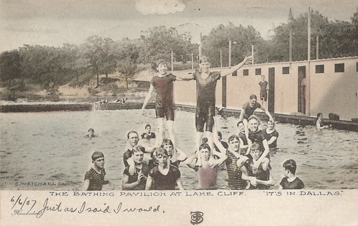 Swimmers at Lake Cliff Park natatorium, circa 1907