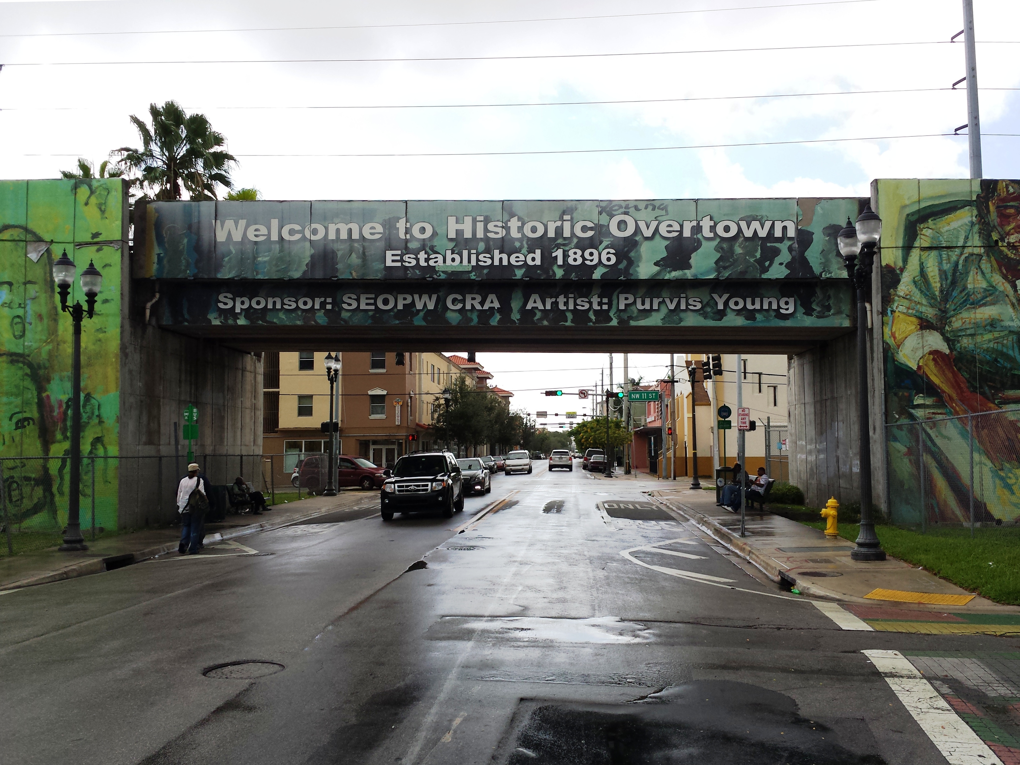Street scene in Overtown, Miami — a historic Black neighborhood devastated by I-95 construction
